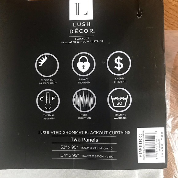 Insulated Grommet blackout curtains 52" x 95" Gray - Picture 4 of 5